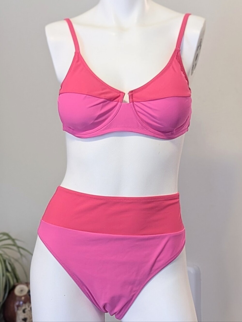 NWOT Popvil Two-Tone Pink High-Waist Bikini Set